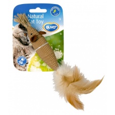 DUVO+ Игрушка для кошек "Мышь из картона с перьями"