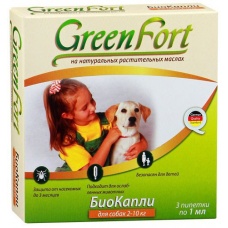 Green Fort БиоКапли репеллент для мелких собак (3пипетки по 1мл)