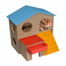 DUVO+ Домик игровой для грызунов "Двухэтажный домик", разноцветный, 13х16х15,5см