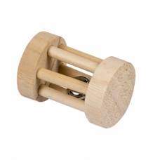 DUVO+ Игрушка для грызунов деревянная "Барабан с колокольчиком", 3,5х5см