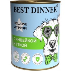 Best Dinner Exclusive Vet Profi Hypoallergenic кон.для собак с Индейкой и уткой