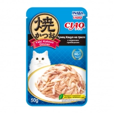 INABA влажный корм для кошек Yaki Katsuo Dinner Тунец Кацуо на гриле с морским гребешком, 50 г