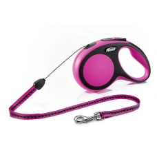 FLEXI New Comfort S Cord 5 m Поводок-рулетка, трос, черный/розовый, до 12 кг