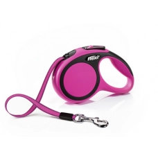FLEXI New Comfort S Tape 5 m Поводок-рулетка, лента, черный/розовый, до 15 кг
