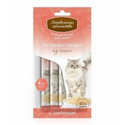 Деревенские лакомства. для кошек «Нежное пюре из лосося», 4х10г