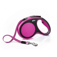 FLEXI New Comfort M Tape 5 m Поводок-рулетка, лента, черный/розовый, до 25 кг