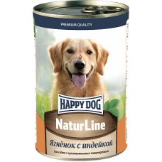 ХэппиДог Natur Line Консервы для собак, Ягненок с индейкой, 0,410 кг 72243