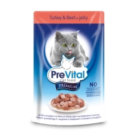 PreVital Premium консервы с индейкой и говядиной в желе для кошек, 100 г