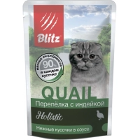 Blitz Holistic пауч для кошек кусочки в соусе Перепелка с индейкой, 24 шт