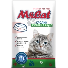 Ms.Cat пауч для кошек кусочки с Кроликом в соусе