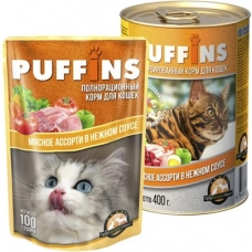 Puffins пауч для кошек Мясное ассорти в соусе